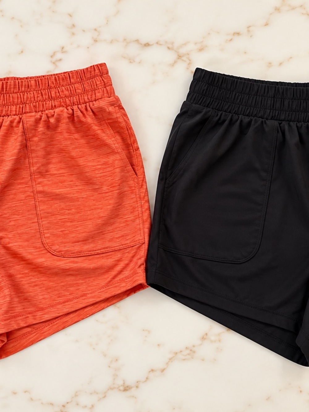 All in Motion Women’s Athletic Shorts Bundle of 2 Size L Black & Heathered Orang